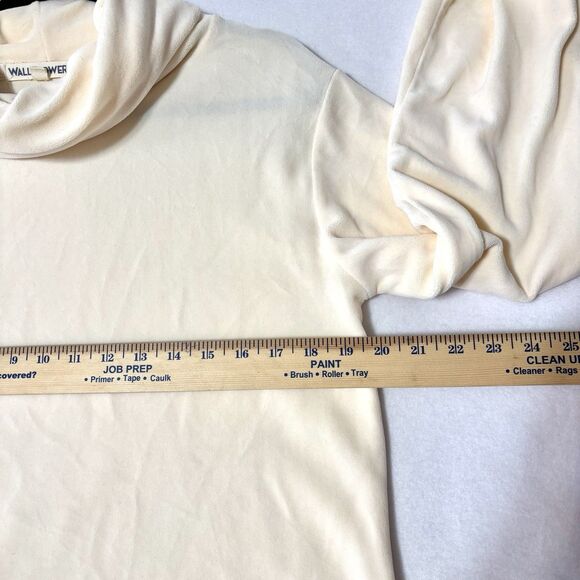 WALLFLOWER Cowl Neck Top Cream Velvety Soft Velour Cuffed Sleeves - Picture 5 of 8